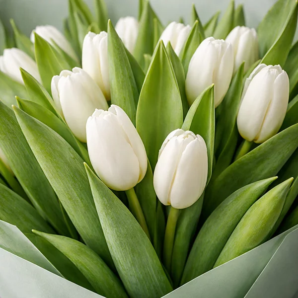  Ласковый взгляд- букет из белых тюльпанов